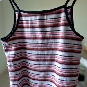 ✨ Ribbed Striped Tank Top – Pink/Black/White 💖🖤 80s